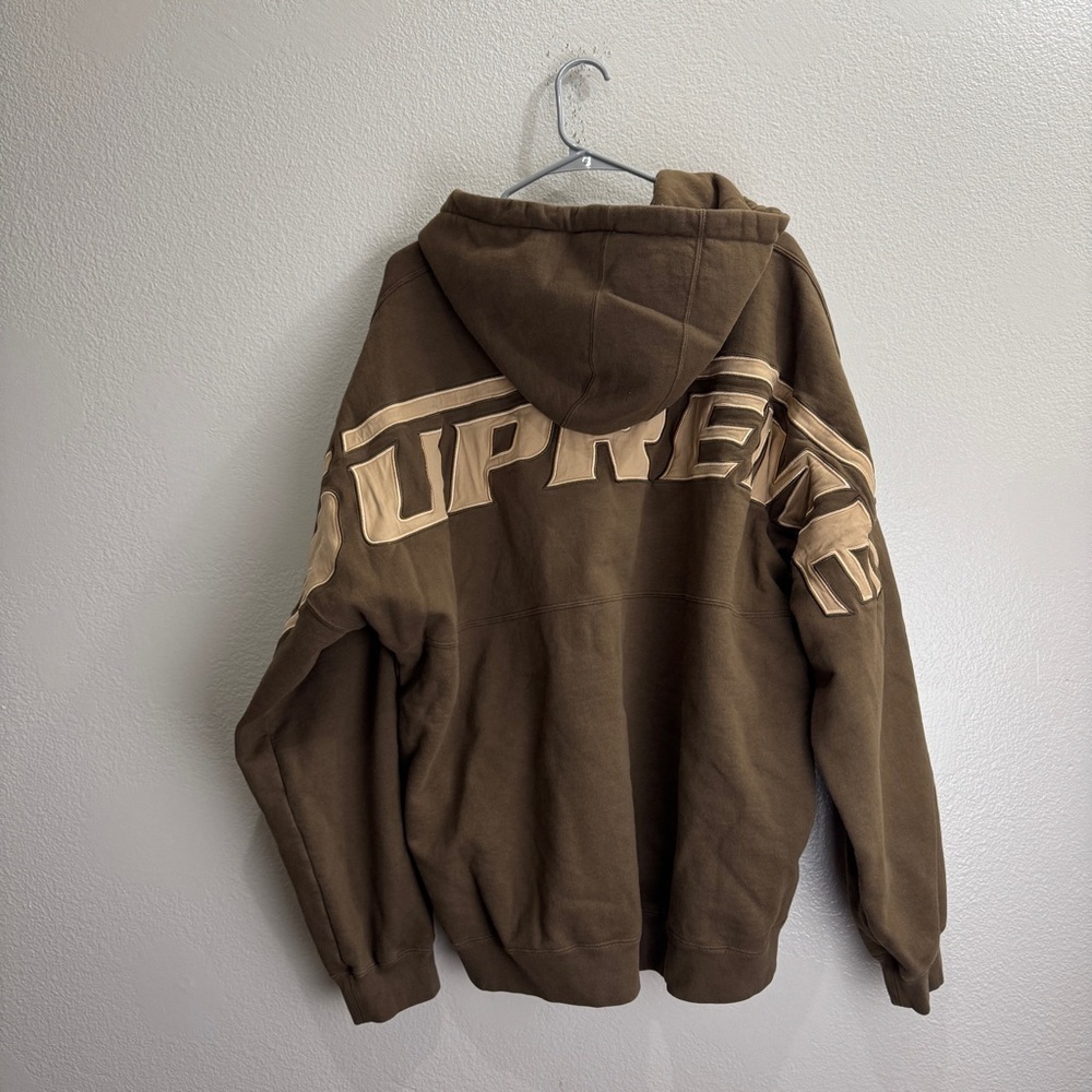 Supreme Wrapped Half Zip Hooded Sweatshirt Dusty Brown Size XXL